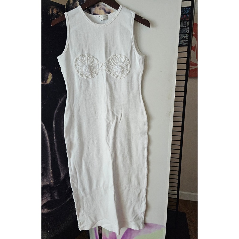 Magda Butrym White Knit Midi Dress Crochet Bra Detail Sleeveless